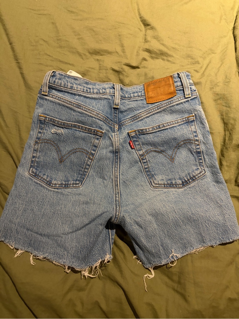 Levi's Washed Blue High-Rise Cutoff Denim Shorts